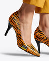 Pair of Pumps on Woman's Legs with Pants Mockup