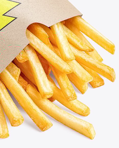 Kraft Paper Bag with French Fries Mockup