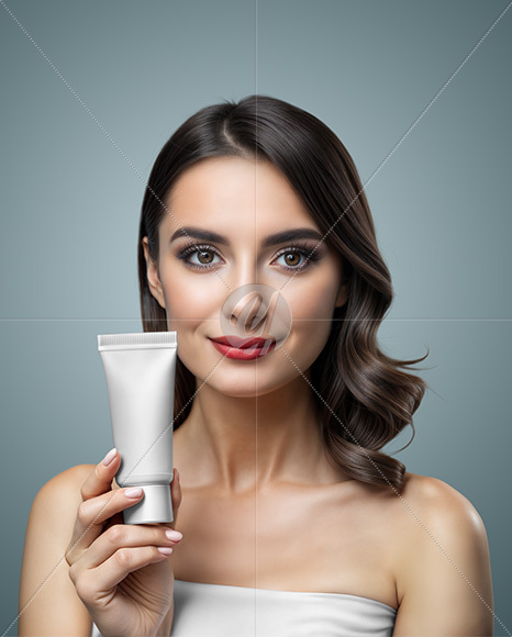 Woman Holding Matte Cosmetic Tube in a Hand Mockup