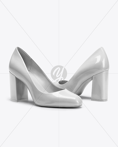 Pair of Block Heel Pumps Mockup