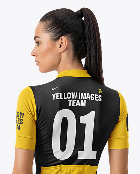 Woman Wearing Cycling Jersey and Bib Shorts Mockup