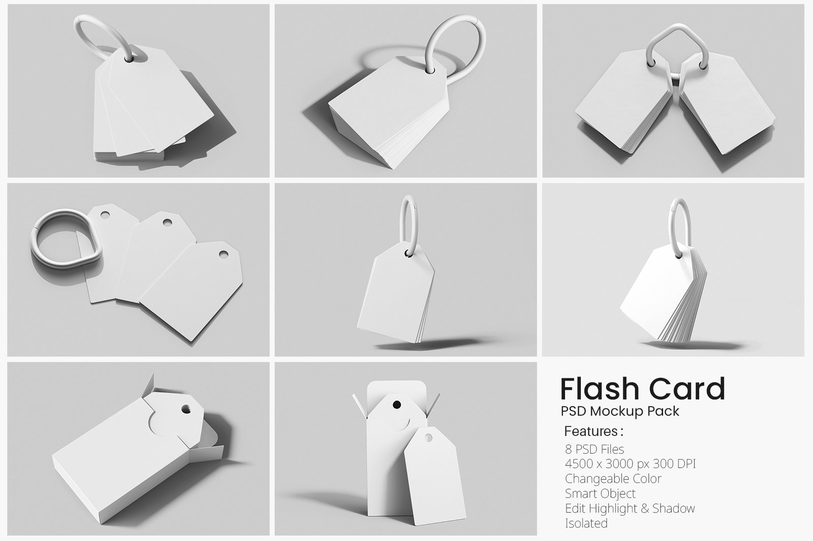 Educational Flash Card PSD Mockup Set