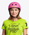 Young Woman in Protective Gear with Skateboard Mockup