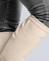 Pair of High-Knee Boots on Women's Legs with Jeans Mockup