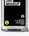 Square Glass Jar with Coarse Sea Salt Mockup