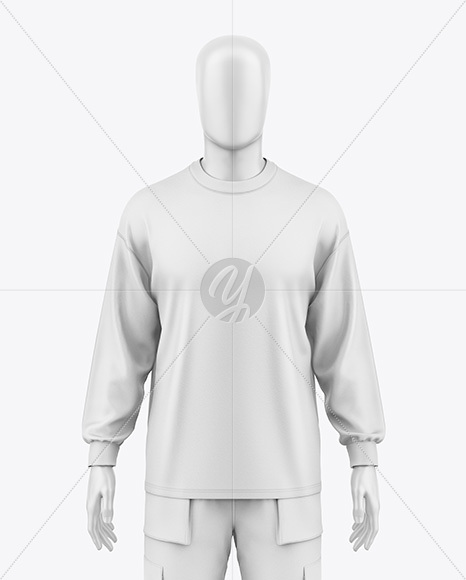 Men's Oversize Sweatshirt w/ Mannequin Mockup - Front View
