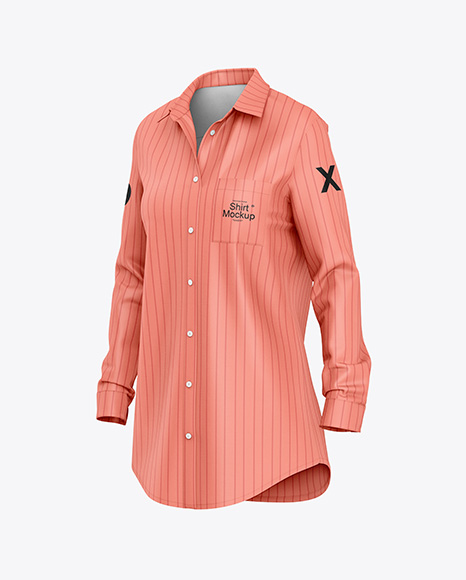 Women's Long Sleeve Shirt Mockup - Half Side View