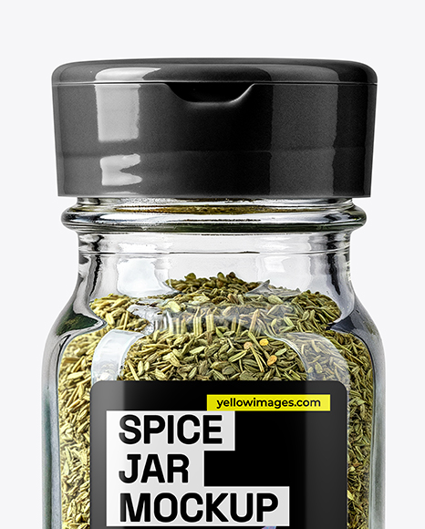 Glass Spice Jar with Dried Basil Mockup