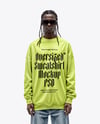 Black Man Wearing an Oversize Sweatshirt and Jeans Mockup