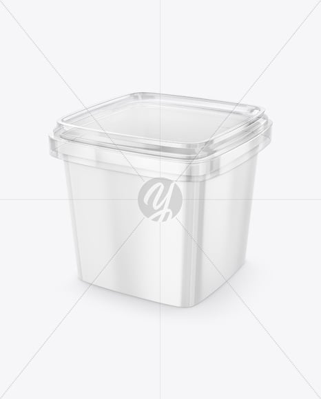 Plastic Food Container with Transparent Lid Mockup