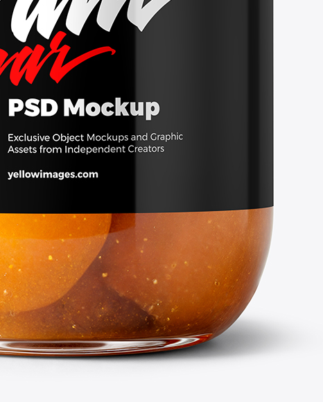 Glass Jar with Apricot Preserves Mockup