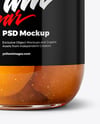 Glass Jar with Apricot Preserves Mockup