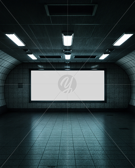 Billboard in Underground Passage Mockup