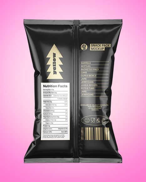 Glossy Snack Pack Mockup - Back View