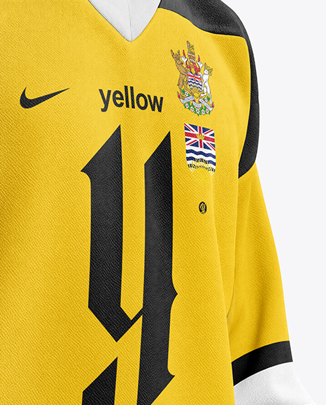 Man Wearing Ice Hockey Jersey Mockup
