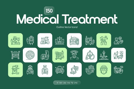 Medical Treatment Icons Set - Graphics
