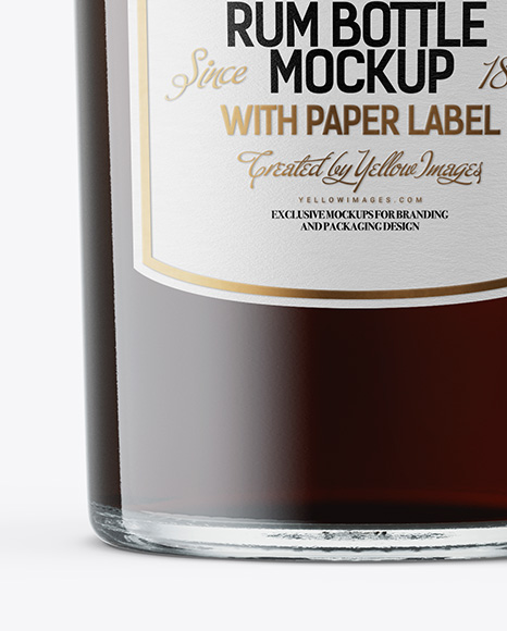 Black Rum Glass Bottle with Wooden Cap Mockup