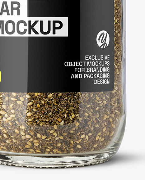 Clear Glass Jar with Za'atar Spice Mockup