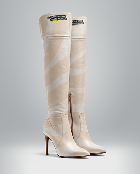Pair of Women's Over-The-Knee Boot Mockup