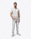 Man Wearing Polo Shirt and Jeans Mockup
