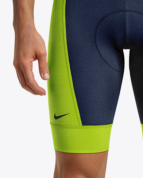 Man Wearing Cycling Jersey and Bib Shorts Mockup