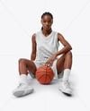 Female Basketball Player Wearing V-Neck Jersey and Shorts Mockup
