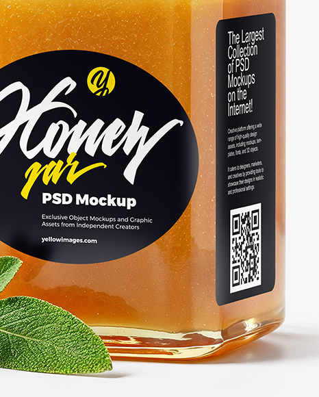 Square Glass Jar with Sage Honey Mockup