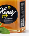Square Glass Jar with Sage Honey Mockup