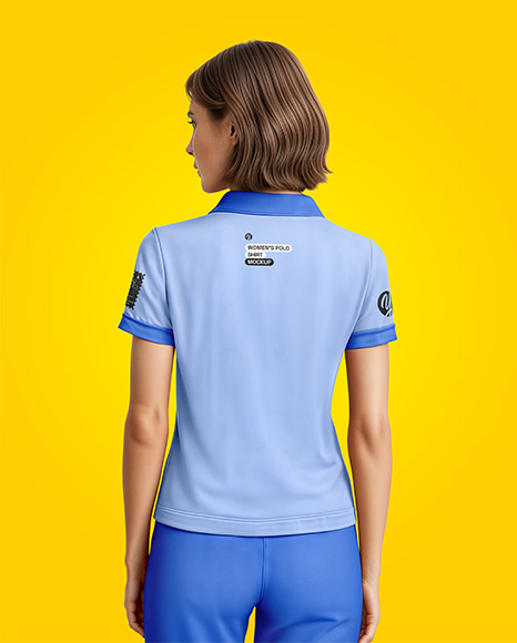 A Woman Wearing a Polo Shirt and Pants Mockup
