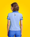 A Woman Wearing a Polo Shirt and Pants Mockup