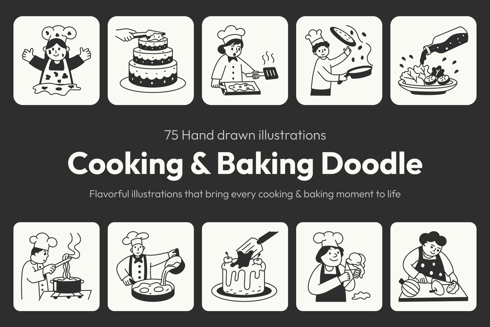 Cooking and Baking Doodle Icons
