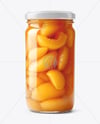 Clear Glass Jar with Canned Peach Mockup