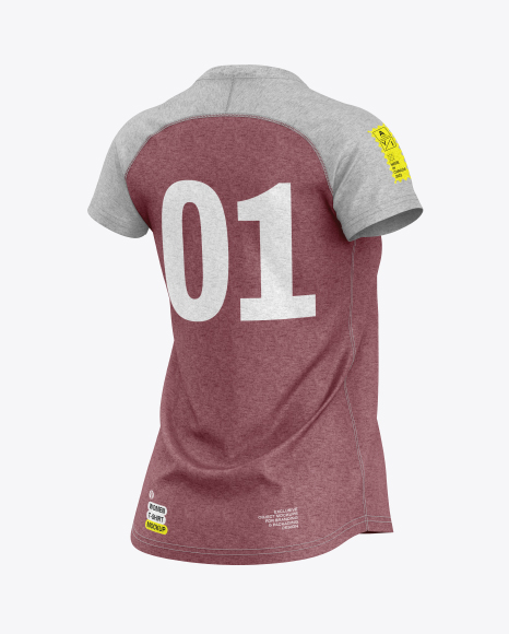 Heather T-Shirt Mockup - Back Half Side View