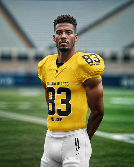 A Man Wearing a Full American Football Kit Mockup
