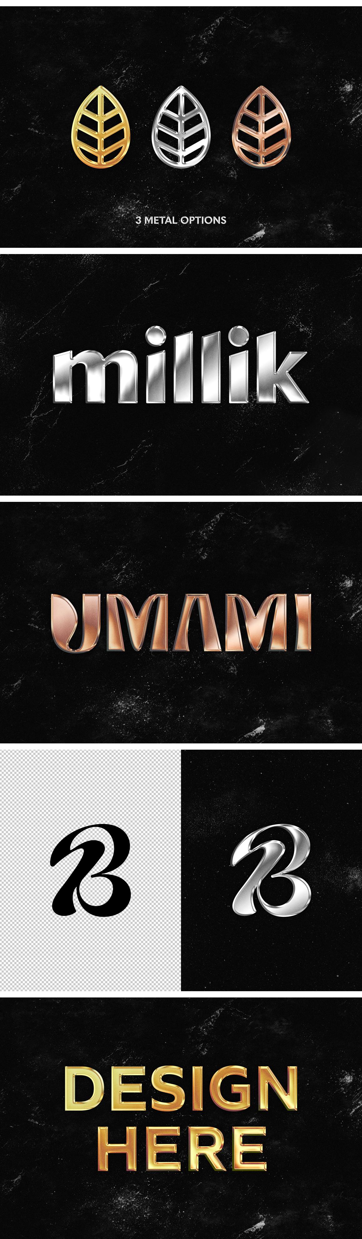 Posh Metallic Text &amp; Logo Effect