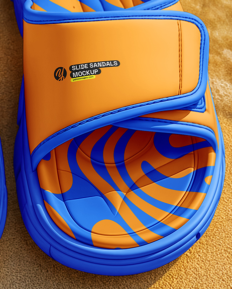 Velcro Slide Sandals on the Beach Mockup