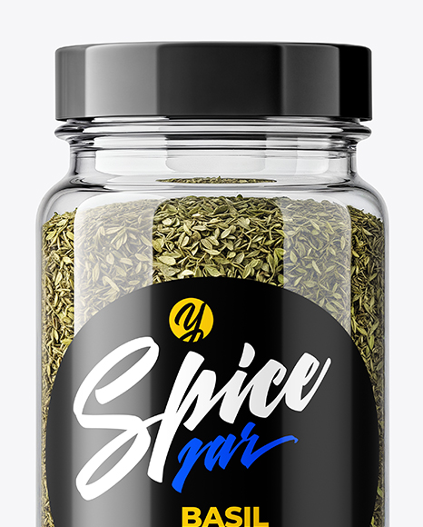 Plastic Spice Jar with Dried Basil Mockup