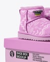 Pair of Women's UGG Boots with Shoe Box Mockup