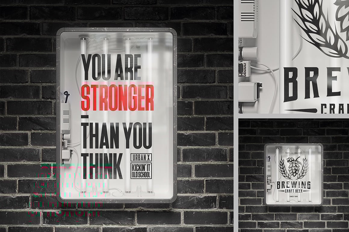 Advertising Light Box with Tube Lights Mockup