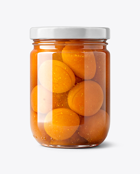 Glass Jar with Apricot Preserves Mockup