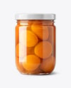 Glass Jar with Apricot Preserves Mockup