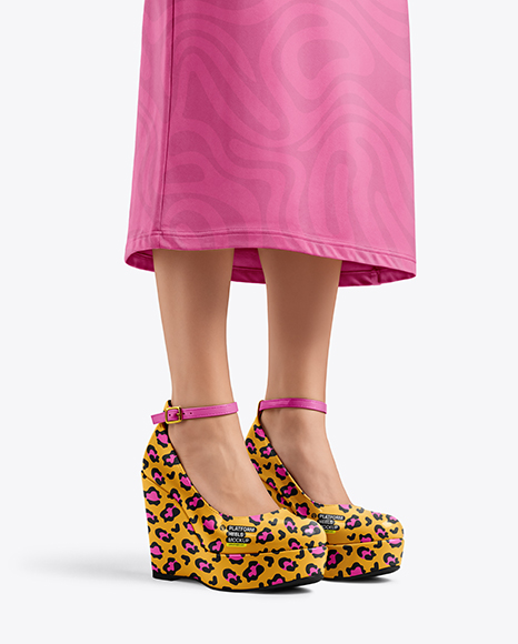 Woman Wearing Dress and Wedge Heels Mockup - Apparel mockups