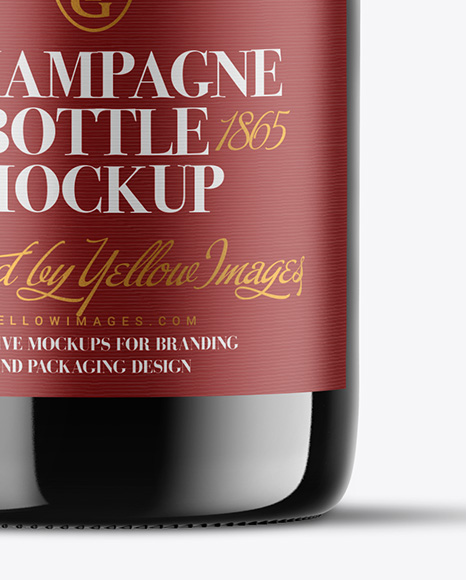 Dark Glass Champagne Bottle Mockup