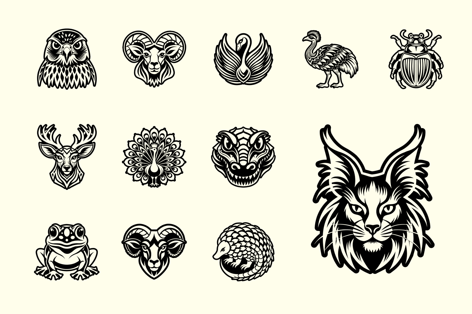 Animals and Birds Glyph Icon Set