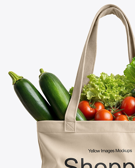 Shopper Bag with Vegetables Mockup