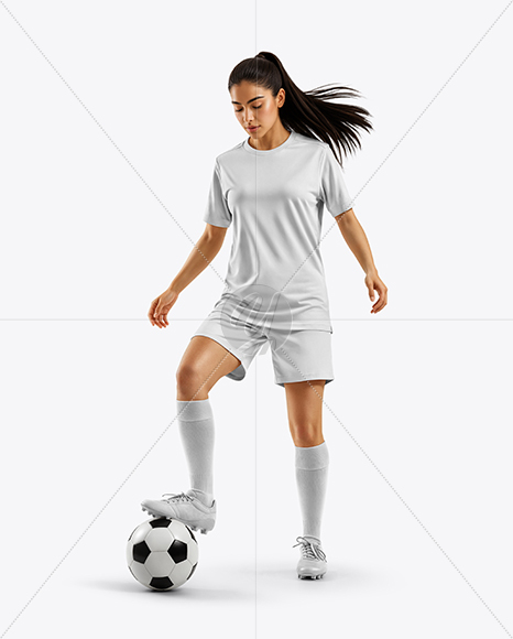 Woman Wearing Soccer Jersey and Shorts Mockup