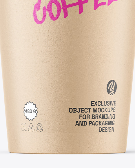 Kraft Paper Coffee Cup Mockup – Front View