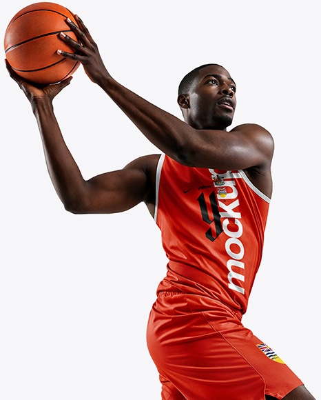 Afro-American Basketball Player Wearing Full Basketball Uniform Mockup