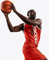 Afro-American Basketball Player Wearing Full Basketball Uniform Mockup
