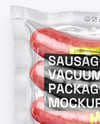 Transparent Clear Plastic Flow-Pack with Sausages Mockup